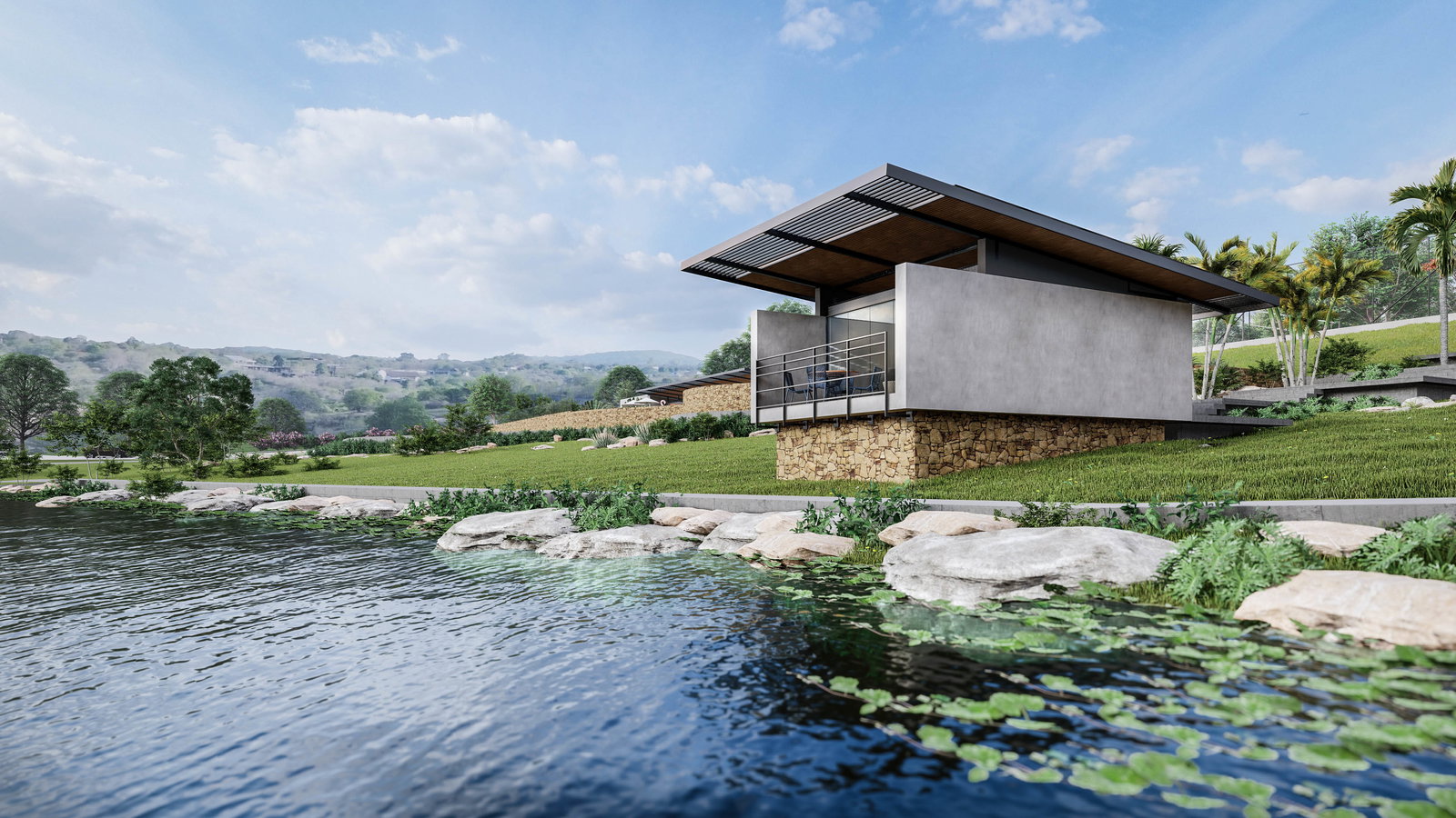 Espaço de convivência junto ao lago